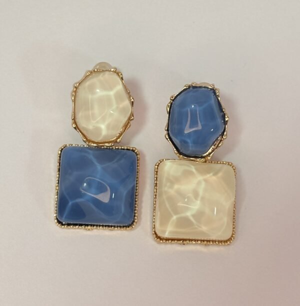 Bold Cube Studs – Blue & Mustard