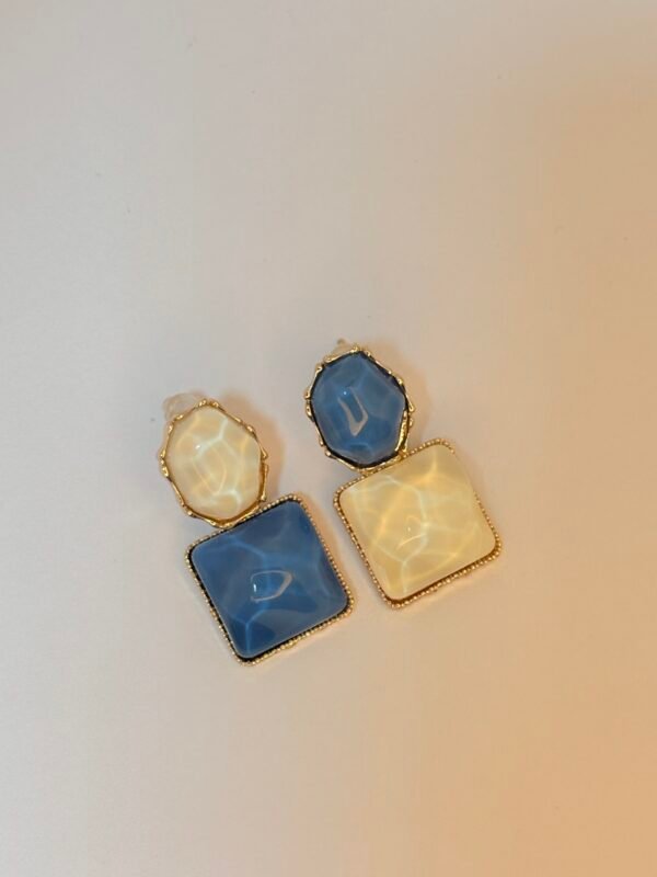 Bold Cube Studs – Blue & Mustard